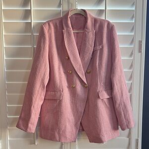 Pink double breasted blazer